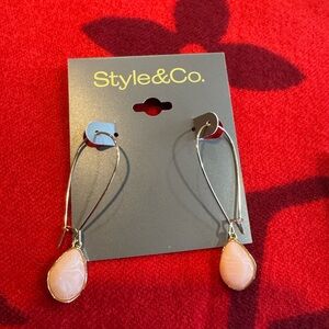 Style & Co. Silver and Pink Teardrop Earrings